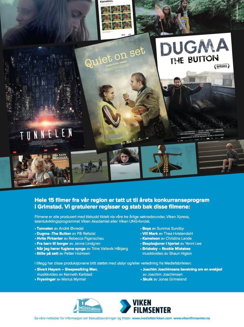 Poster 15 filmer fra Viken-regionen til Kortfilmfestivalen i Grimstad 2016